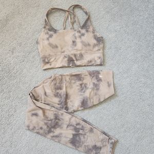 Tie Dye Tan Brown Yoga Pants Set